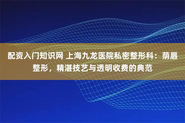配资入门知识网 上海九龙医院私密整形科：荫唇整形，精湛技艺与透明收费的典范