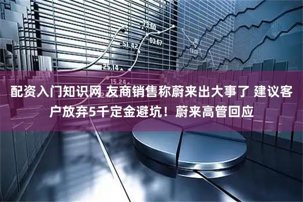 配资入门知识网 友商销售称蔚来出大事了 建议客户放弃5千定金避坑！蔚来高管回应