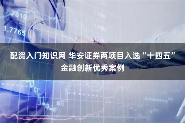 配资入门知识网 华安证券两项目入选“十四五”金融创新优秀案例